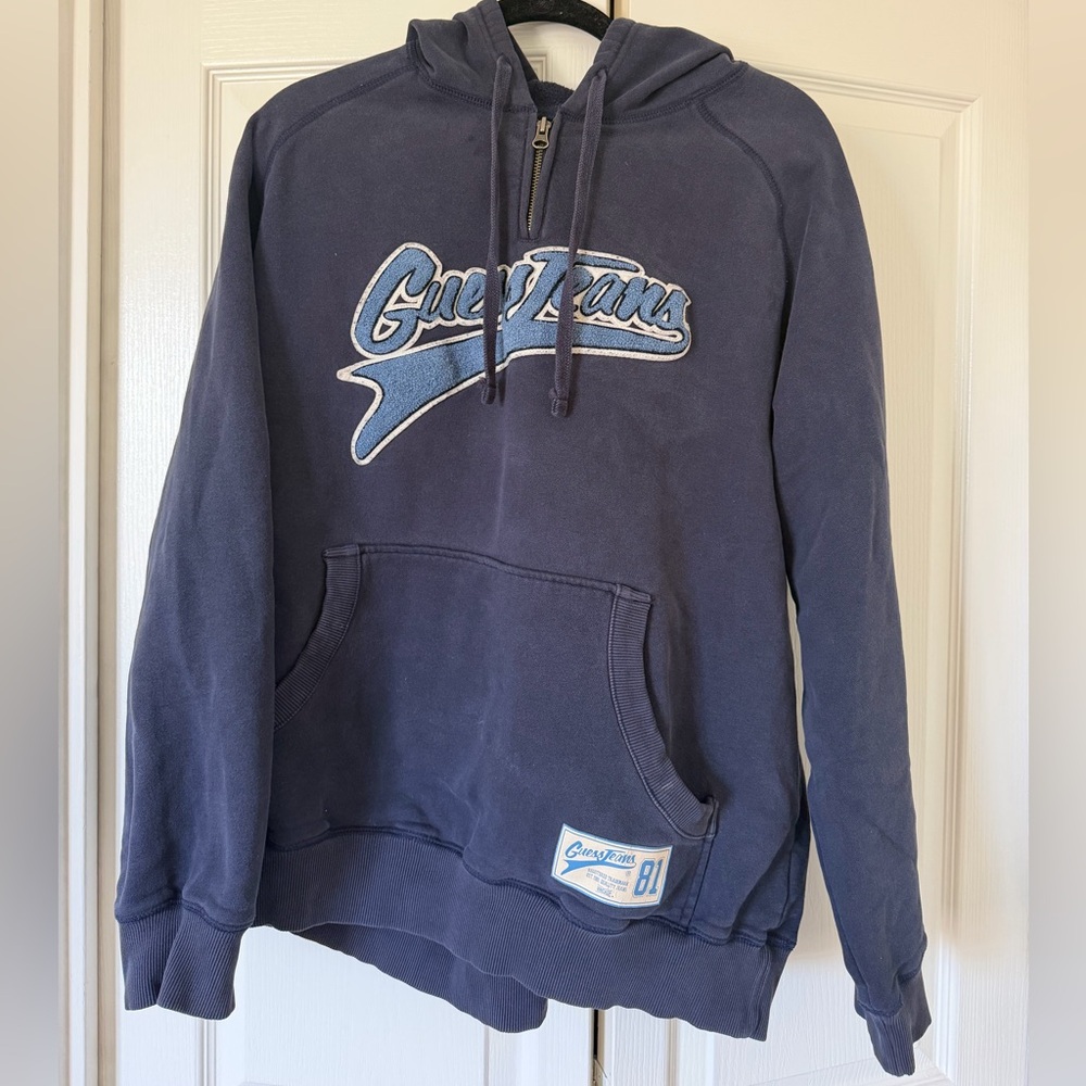 Vintage Guess Zip-Front Hooded Sweatshirt